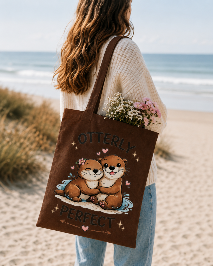 Jutebeutel, Strandtasche, Tote Bag mit süßem Otter-Motiv 
Otterly Perfect