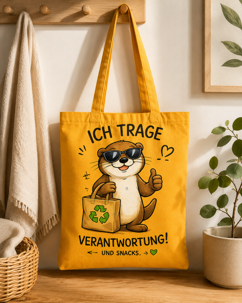Jutebeutel, Strandtasche, Tote Bag mit süßem Otter-Motiv 
Ich trage Verantwortung