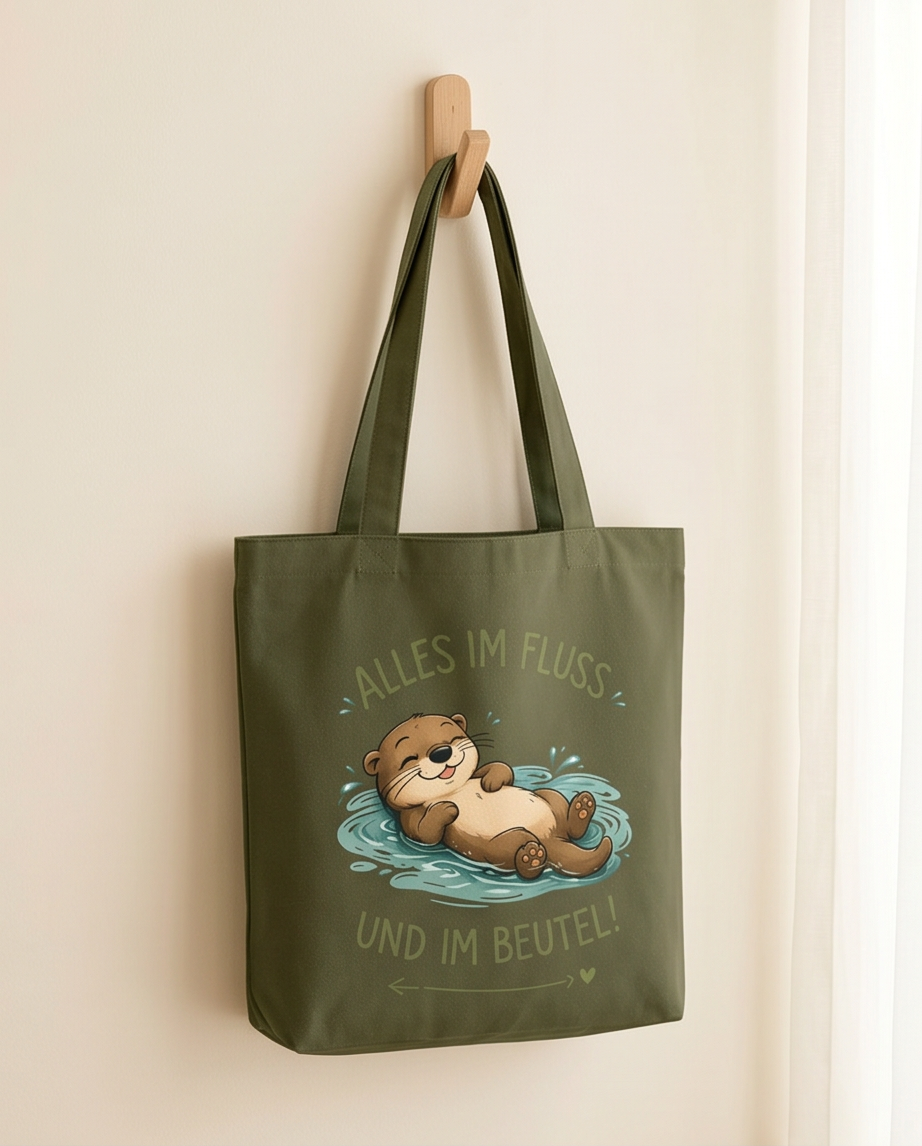 Jutebeutel, Strandtasche, Tote Bag mit süßem Otter-Motiv
Alles im Fluss Otter – Bild 3