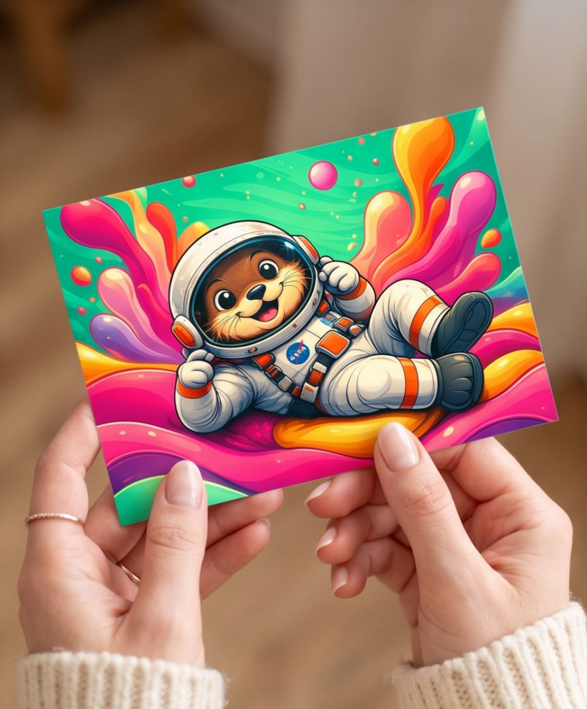 Postkarte Otter Astronaut