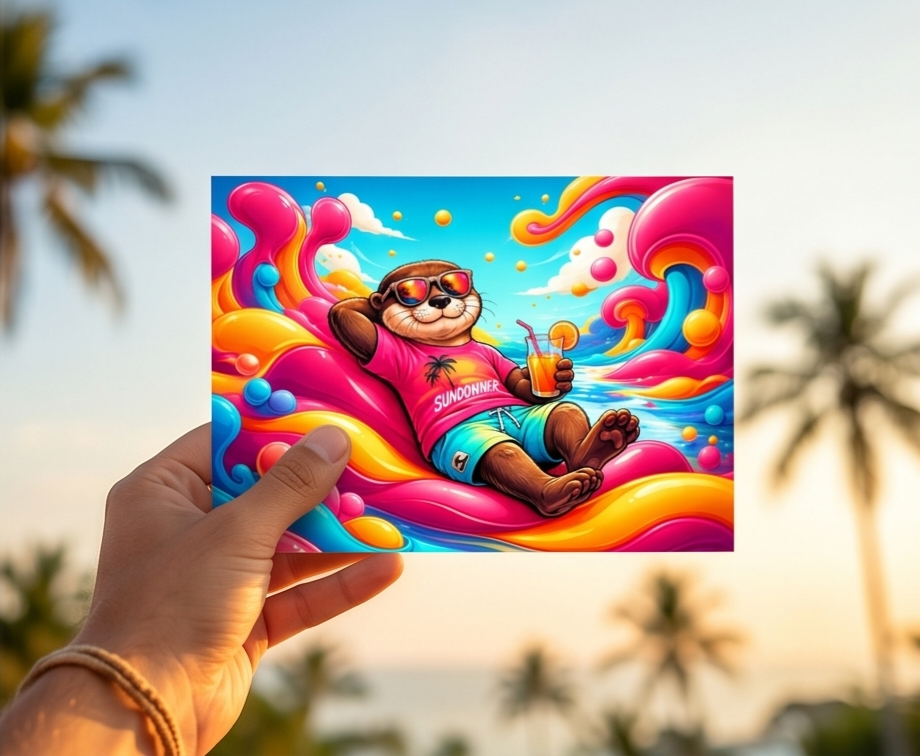 Postkarte mit süßem Otter-Motiv -  Sundowner Otter