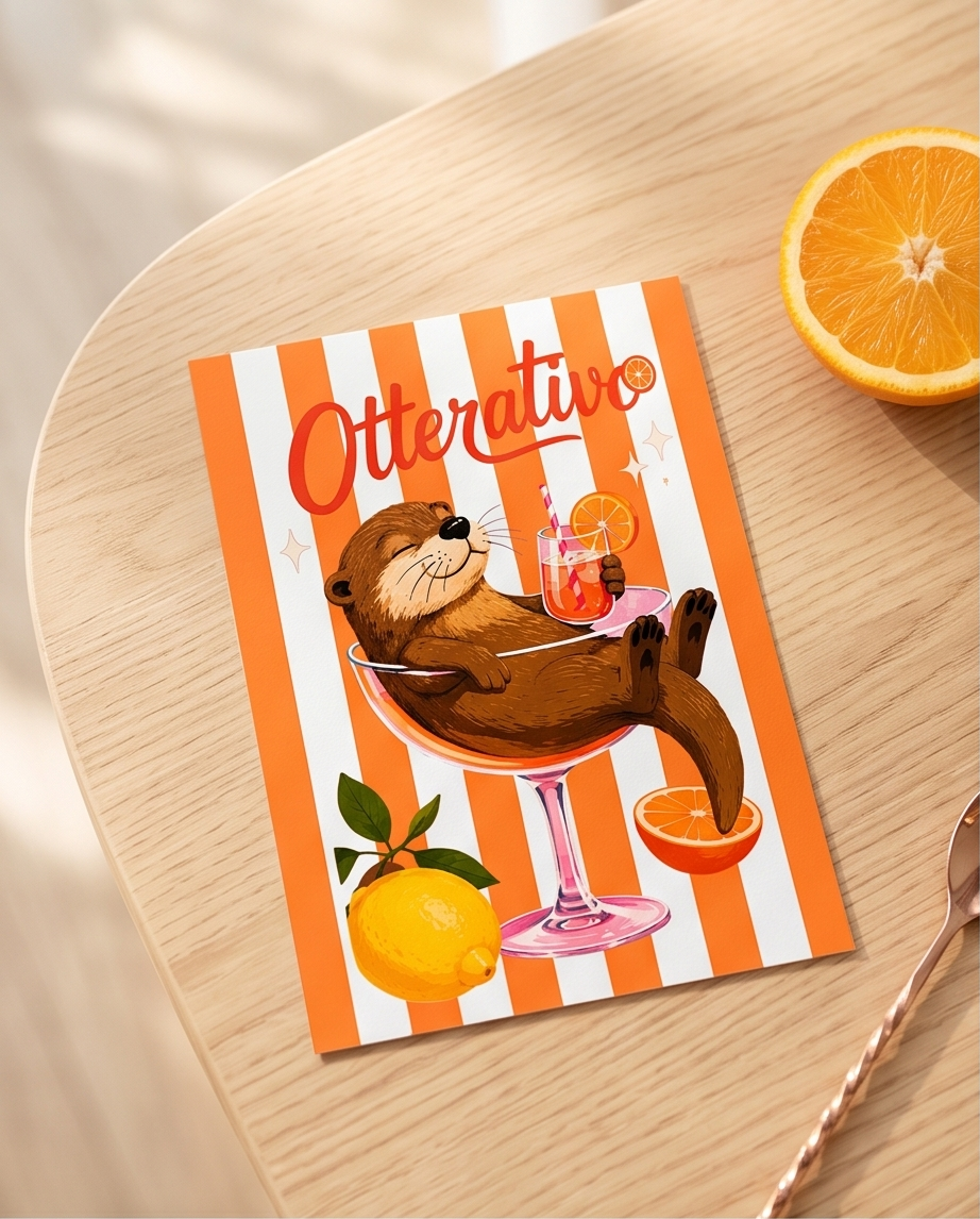 Postkarte mit süßem Otter-Motiv - Aperol Otter – Bild 2