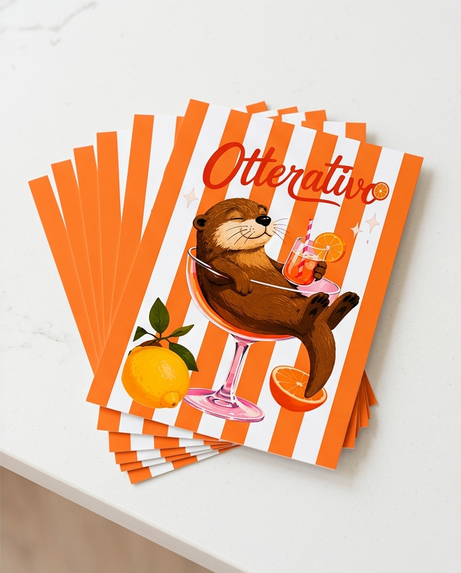 Postkarte mit süßem Otter-Motiv - Aperol Otter – Bild 3