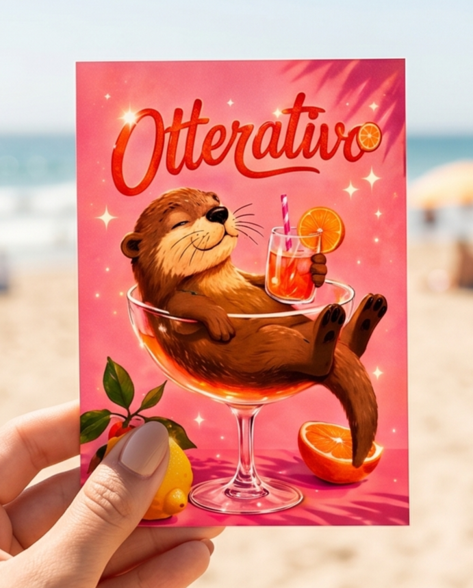 Postkarte mit süßem Otter-Motiv - Otterativo sparkling