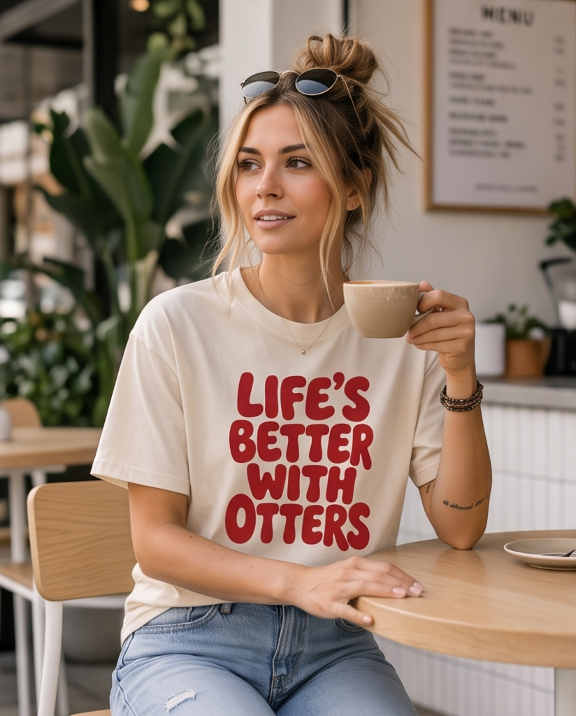 T-Shirt Life's better with otters - off-white