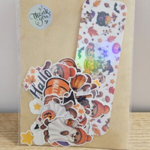 Halloween Lesezeichen Otter und Kürbisse mit 15 Halloween Sticker, Hologramm